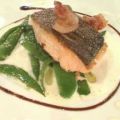 Lachsforelle mit Zuckerschoten und Bacon a la[...]