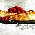 Schnelle Vanille Tarte mit Himbeeren ohne Fett