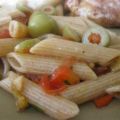 Rigatoni mit Aubergine, Paprika und Tomaten