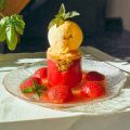 Kandierte Tomaten mit Aubergine, Erdbeere und[...]
