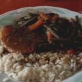 Putenschnitzel mit Gemüse auf Reis