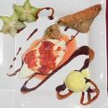Glasierte Orangen mit Eis und Baklava