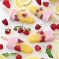 Zitronen-Himbeer-Ananas-Joghurt Popsicles