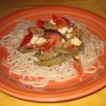 Auberginen-Zucchini-Feta-Gemüse Mie-Nudeln