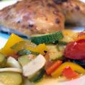 Ingwer-Huhn auf Gemüsebett