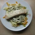 Lachs mit Bandnudeln an Dill-Senf-Soße