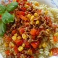 Fusilli mit pikanter Hackfleischsoße