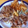 Steaks mit Zwiebelhaube, Rosmarin Pommes frites[...]