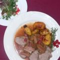 Pochiertes Kalbsfilet mit Pfeffer und Rhabarber
