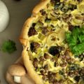 Hackfleisch-Lauch-Quiche mit Champignons