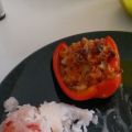 Gefüllte Paprika und Tomatenreis