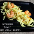 Spaghetti mit Scampi & Orangen-Safran-Schaum