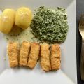 Fischstäbchen mit Rahmspinat