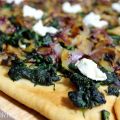 Tarte mit Pilzen, Spinat und Ziegenfrischkäse