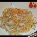 Pfannengericht :  Spaghetti mit Möhrenspaghetti