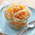 lauwarmer Couscous Salat mit Birne und Mandarine